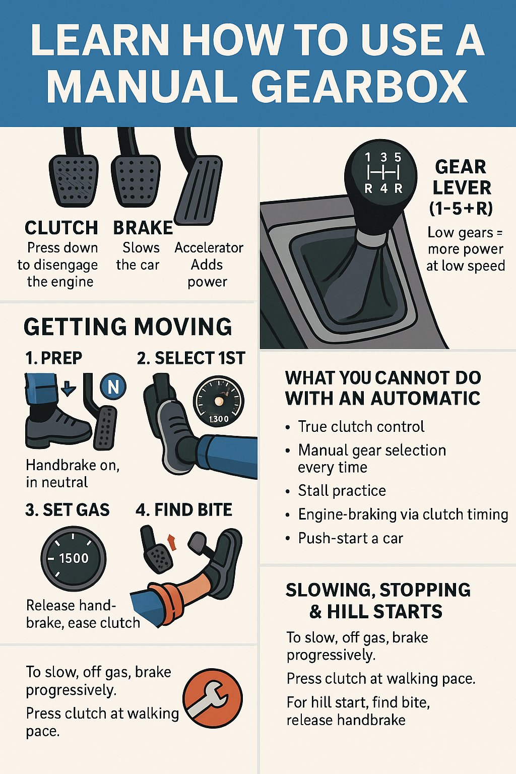 how to use manual gearbox
