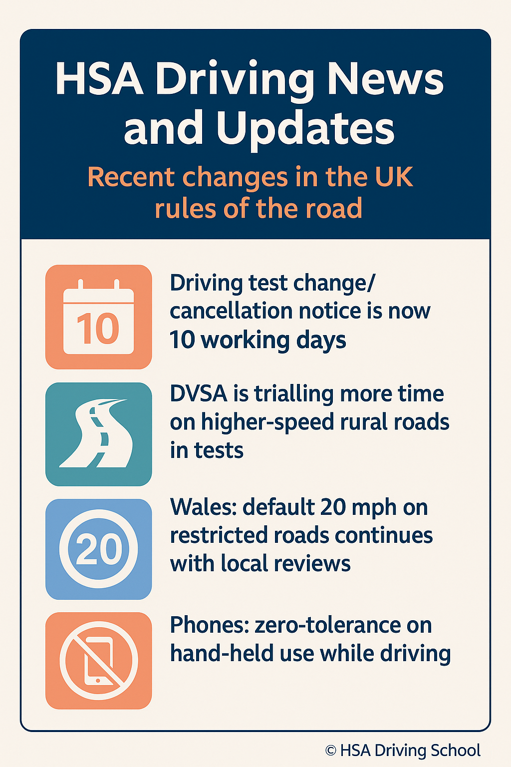 HSA Driving News and Updates: Recent UK Rules of the Road Changes for Learner Drivers